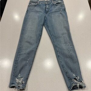 Agolde Sophie Crop Light Wash distressed ankle jeans